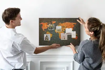 World Map Printed Cork Memo Board