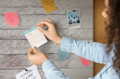 Cork memo board with a wood board pattern