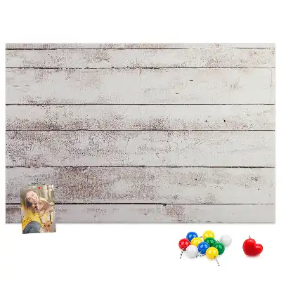 Cork memo board with a wood board pattern