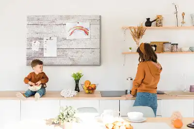 Cork memo board with a wood board pattern