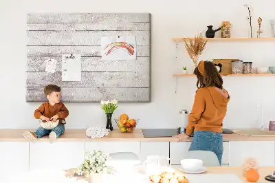 Cork memo board with a wood board pattern
