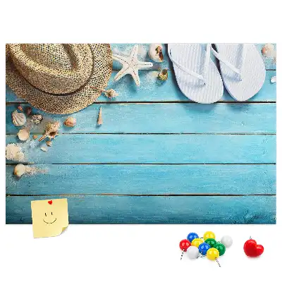 Printed Cork Board Hat and flip-flops