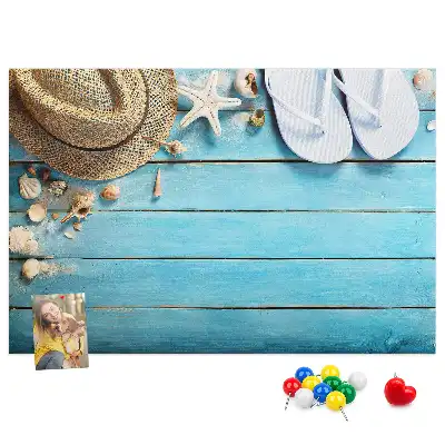 Printed Cork Board Hat and Flip-Flops Set