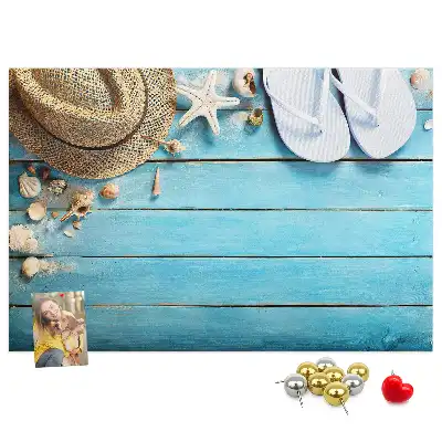 Printed Cork Board Hat and Flip-Flops Set