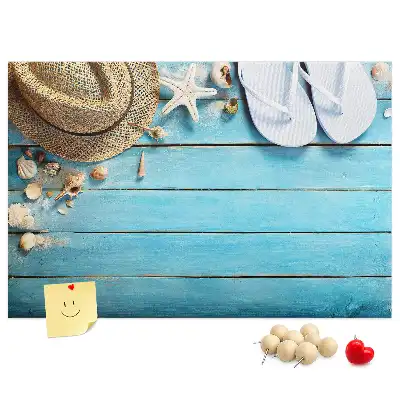 Printed Cork Board Hat and Flip-Flops Set