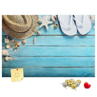 Printed Cork Board Hat and flip-flops