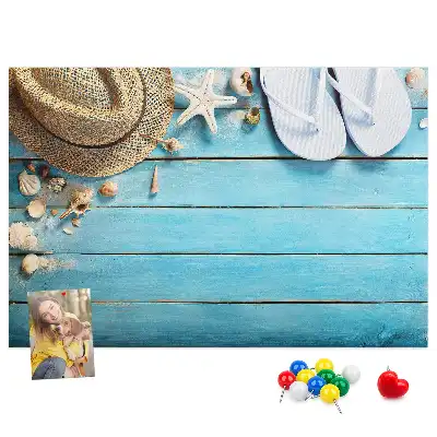 Printed Cork Board Hat and Flip-Flops Set