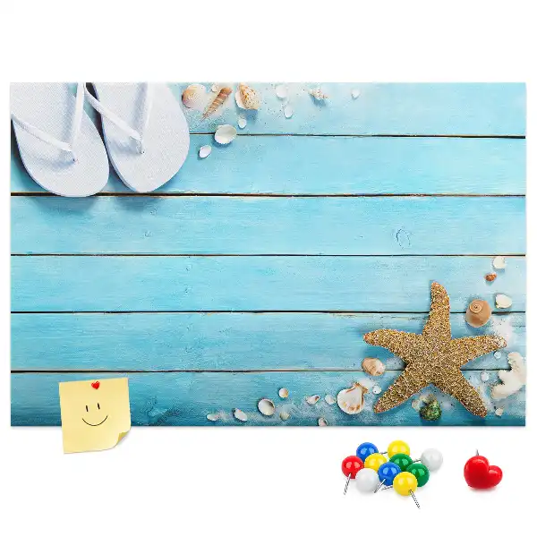 Seashells on Wood Printed Cork Memo Board