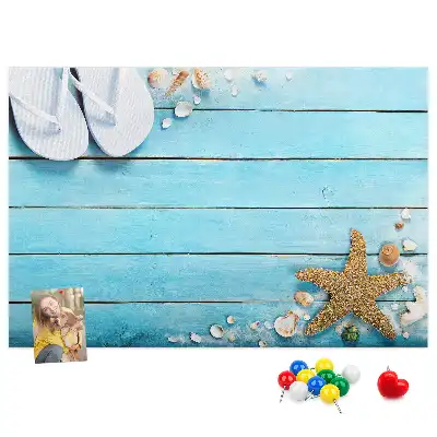 Seashells on Wood Printed Cork Memo Board