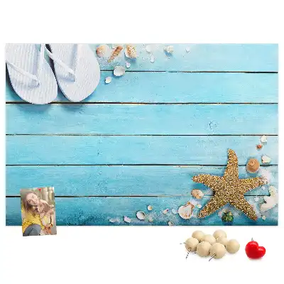 Seashells on Wood Printed Cork Memo Board