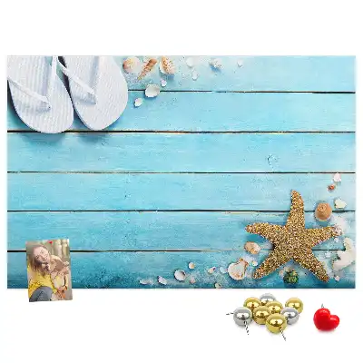 Seashells on Wood Printed Cork Memo Board