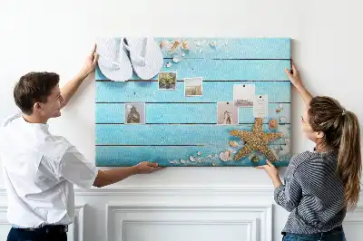Seashells on Wood Printed Cork Memo Board
