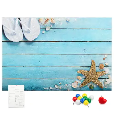 Seashells on Wood Printed Cork Memo Board