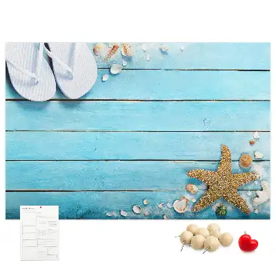 Seashells on Wood Printed Cork Memo Board