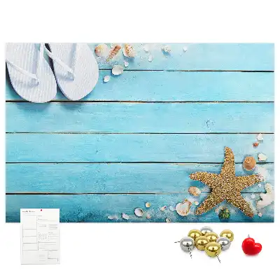 Seashells on Wood Printed Cork Memo Board
