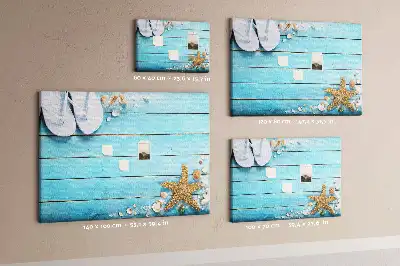 Seashells on Wood Printed Cork Memo Board
