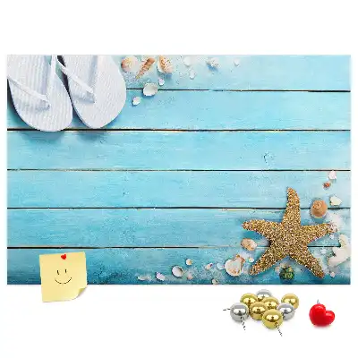 Seashells on Wood Printed Cork Memo Board