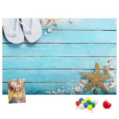 Seashells on Wood Printed Cork Memo Board