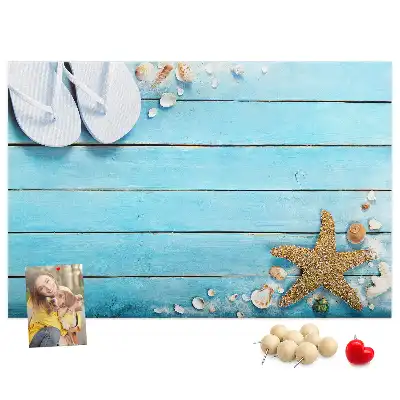 Seashells on Wood Printed Cork Memo Board