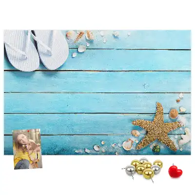 Seashells on Wood Printed Cork Memo Board