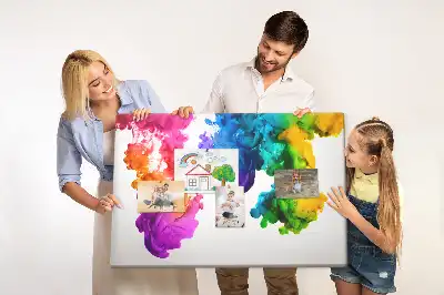 Printed Cork Memo Board in Rainbow Colors