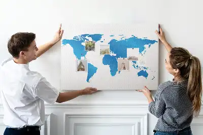 World map cork memo board