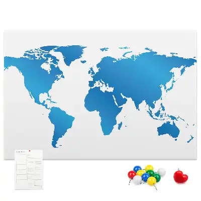 World map cork memo board