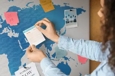 World map cork memo board