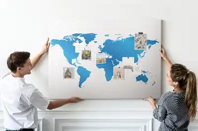 World map cork memo board