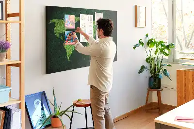 Printed Cork Memo Board Grassy world map