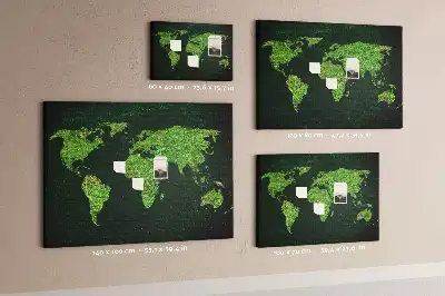 Printed Cork Memo Board Grassy world map