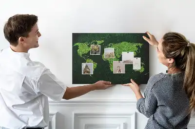 Printed Cork Memo Board Grassy world map