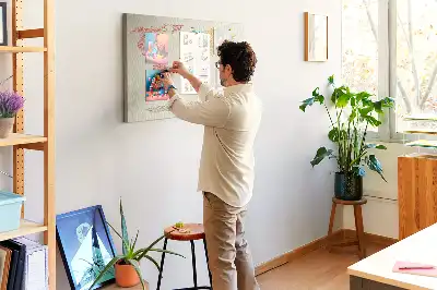 World map cork memo board with letter accents