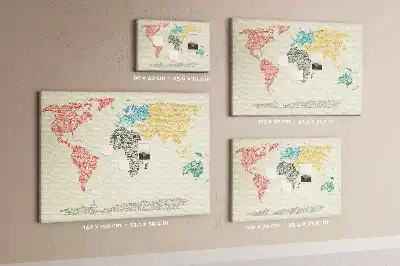 World map cork memo board with letter accents