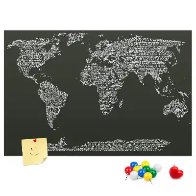 Printed Cork Board Continent names