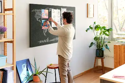 Printed Cork Board with Continent Names