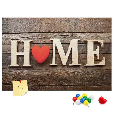 Printed Cork Memo Board Home lettering