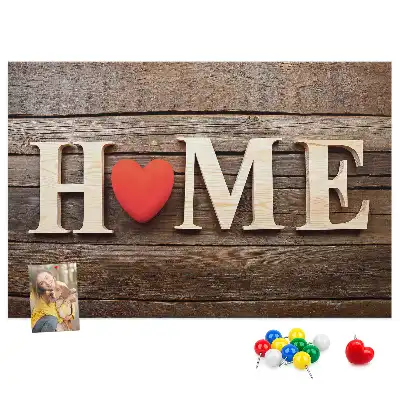 Printed Cork Memo Board with Home Lettering