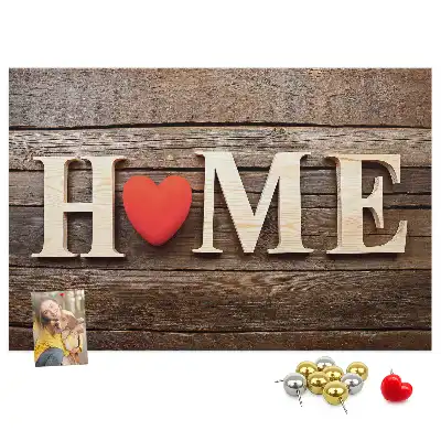 Printed Cork Memo Board Home lettering