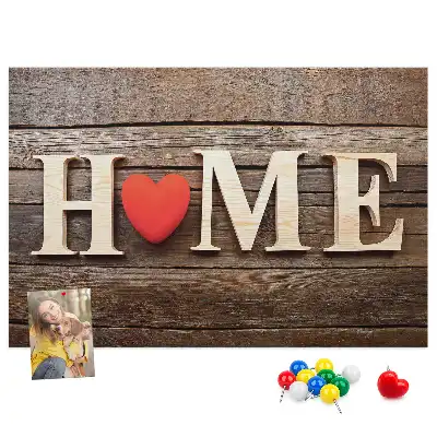 Printed Cork Memo Board with Home Lettering