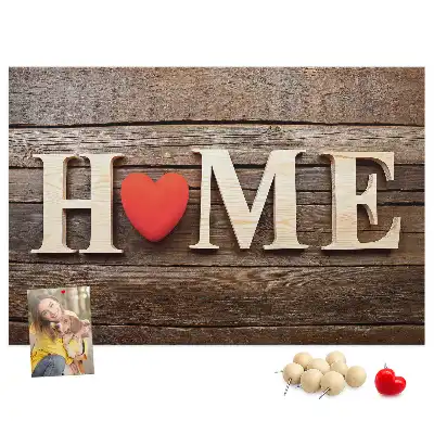 Printed Cork Memo Board with Home Lettering