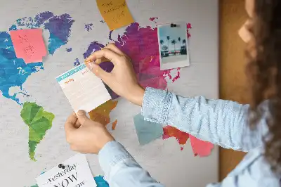 Abstract World Map Printed Cork Board