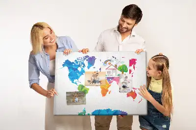 Abstract World Map Printed Cork Board