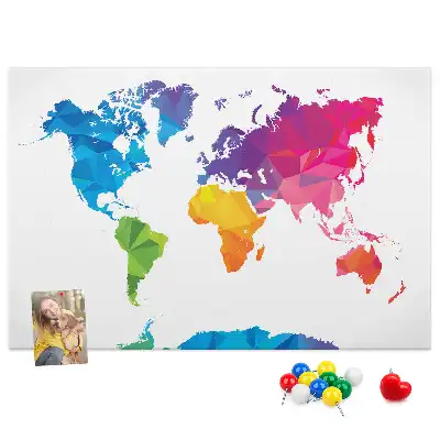 Abstract World Map Printed Cork Board