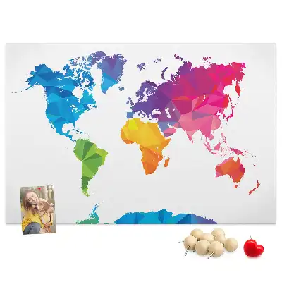 Abstract World Map Printed Cork Board