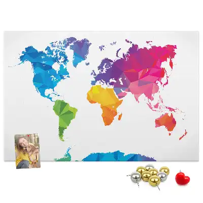 Abstract World Map Printed Cork Board