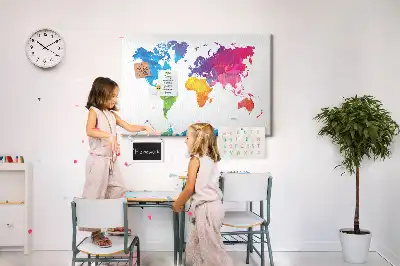 Abstract World Map Printed Cork Board