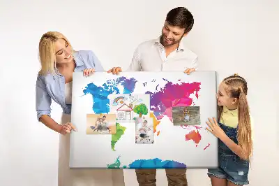 Abstract World Map Printed Cork Board