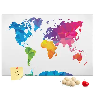 Abstract World Map Printed Cork Board