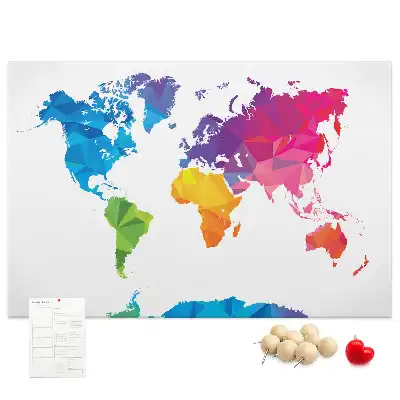 Abstract World Map Printed Cork Board